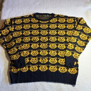 Vintage Go Team UC Berkeley Cal Bears Oski Mascot Knit Sweater Mens XL Navy Flaw
